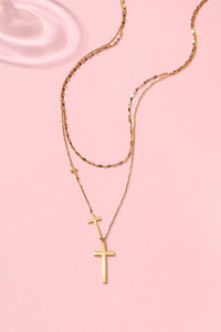 Layered Cross Necklace | 18K Gold Stainless Steel Tarnish-Free Faith Necklace