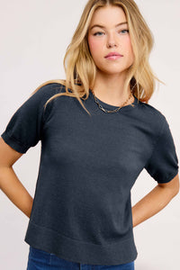 Everyday Knit Puff Sleeve Top – Available in Midnight & Pink Sand
