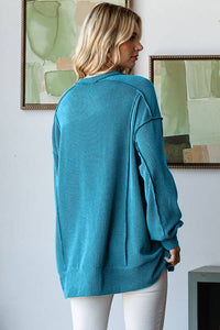 Rowan Ribbed Oversized Tunic Top – Long Sleeve Hi-Low Sweater