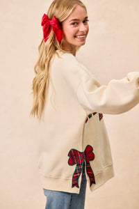 The Holly Jolly Plaid “Merry” Sweatshirt – Cream