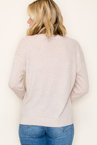 Staccato Lightweight Textured Pullover Sweater – Oatmeal Crew Neck Long Sleeve