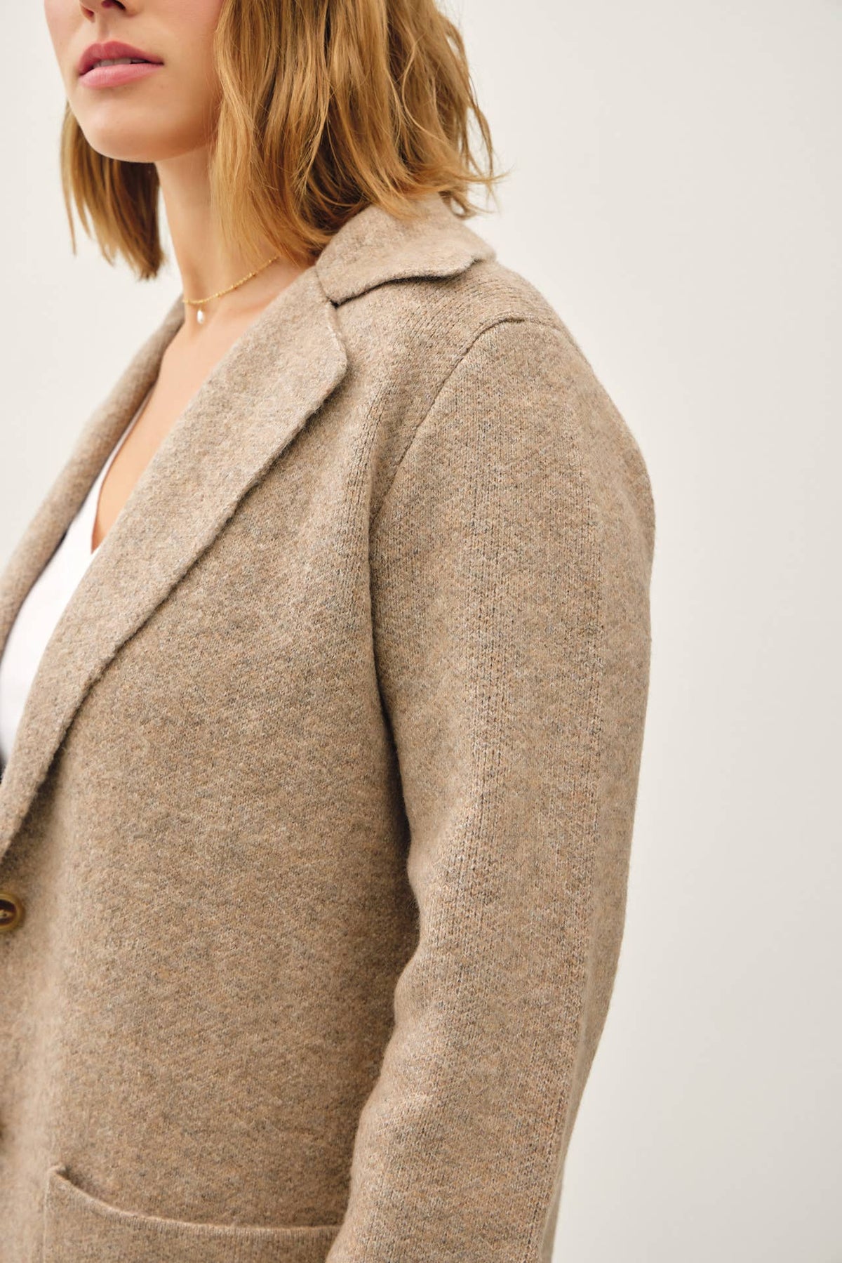 The Jolene Plus Size Knit Coat Cardigan – Warm Taupe