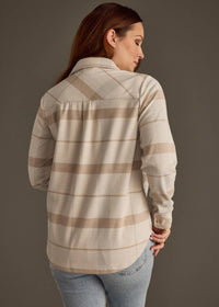 The Sutton Soft Brushed Plaid Button-Up – Tan/ Brown/ Light Blue