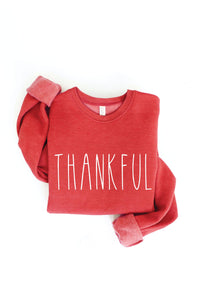 Thankful Graphic Sweatshirt – Autumn Leaf Cozy Fleece Pullover Crewneck for Women