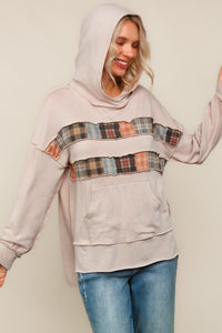 The Rylie Plaid Patchwork Hoodie – Mocha Mist
