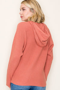 Staccato Mini Waffle Knit Hoodie Sweater – Pullover Dolman Sleeve in Terracotta, Ivory & Sage