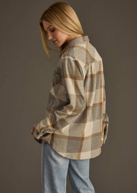 The Sutton Soft Brushed Plaid Button-Up – Grey/Mocha