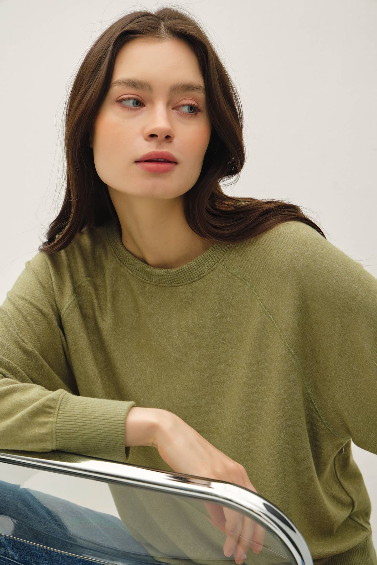 The Kinsley Everyday Knit Top – Olive & Cream