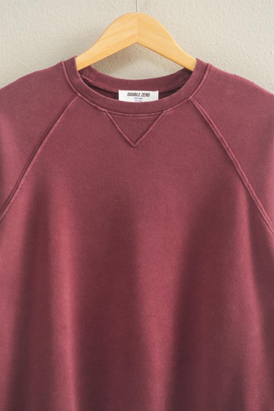 Everly Mineral Wash Crew Neck Sweatshirt – Chestnut, Black, Dark Cherry, Sage