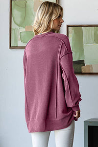 Rowan Ribbed Oversized Tunic Top – Long Sleeve Hi-Low Sweater