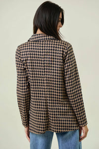 The Marlowe Houndstooth Shawl Collar Blazer – Tan & Black