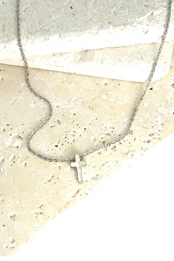 Classic Mini Cross Necklace | Petite Faith Pendant in Gold or Silver