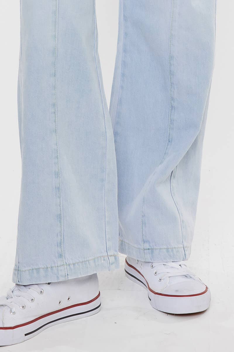 The Delaney Rope Drawstring Wide Leg Jeans – Light Stone Was