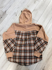 The Aspen Plaid Detail Hoodie – Warm Mocha Mix