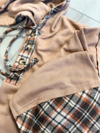 The Aspen Plaid Detail Hoodie – Warm Mocha Mix