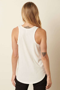 The Rylie  Ribbed Tank – Curved Hem Sleeveless Knit