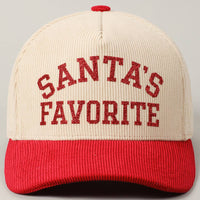 Santa’s Favorite Glitter Corduroy Hat – Red & Black Holiday Edition