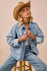 The Brinley Washed Denim Jacket – Oversized Western-Inspired Layer