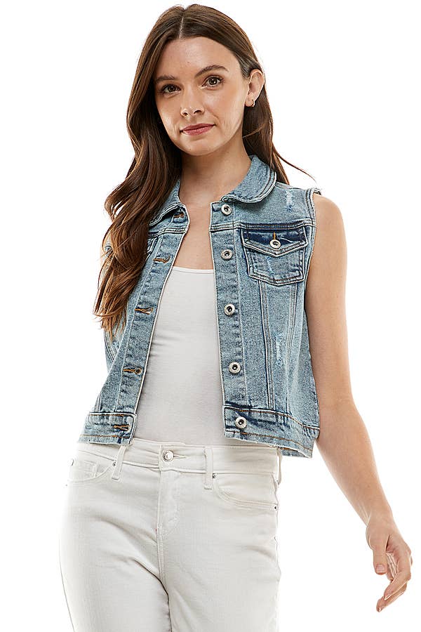 Women's Spandex Vest with Distressed: S-M-L-XL(1-2-2-1)6pcs/pack / 98% Cotton 2% Spandex / MEDIUM