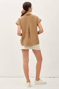 The Hadley Short Sleeve Button Down – Sage, Martini Olive, Toffee