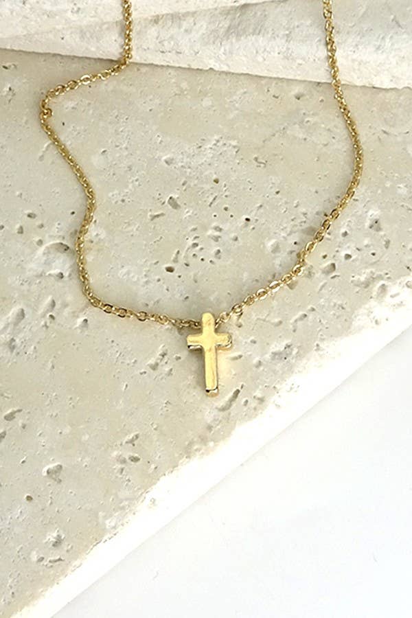 Classic Mini Cross Necklace | Petite Faith Pendant in Gold or Silver