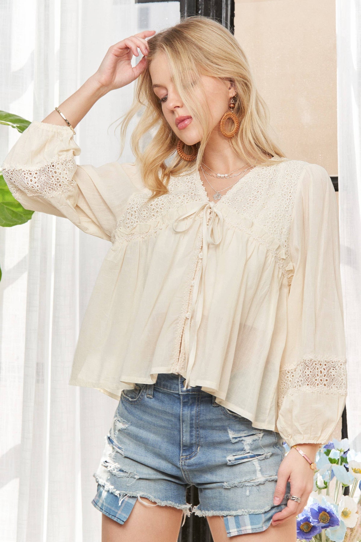 The Laramie Eyelet Peasant Blouse – Ivory