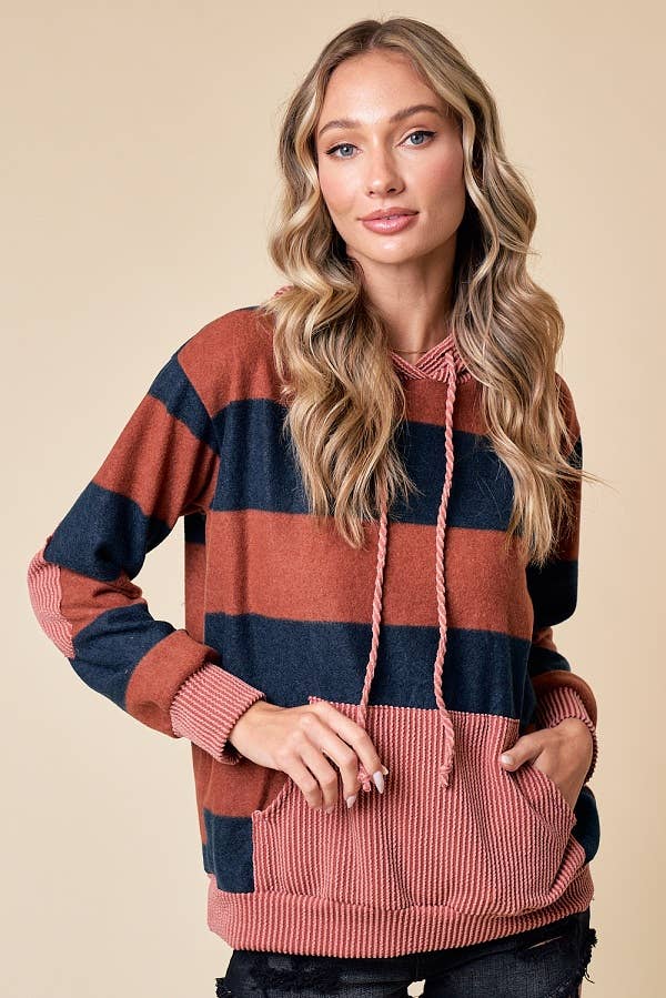 LMT4168-Love My Stripes Sweatshirt: RUST / L