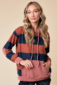 LMT4168-Love My Stripes Sweatshirt: RUST / L