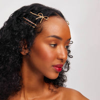 Kitsch Metal Enamel Cloud & Bow Bobby Pins 8pc Set - Rosewood