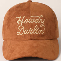 “Howdy Darlin’” Suede Embroidered Baseball Cap – Western Style Adjustable Hat