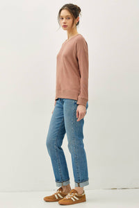 The Remi Hacci Knit Pullover – Soft Gray, Cream & Mocha
