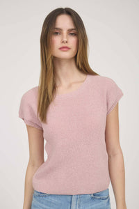 Wrenlee Chiffon Tie Back Sweater Tee – Blush Rose