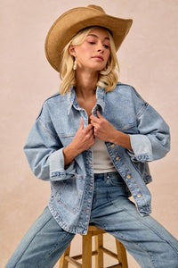 The Brinley Washed Denim Jacket – Oversized Western-Inspired Layer