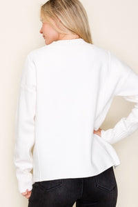 The Blair Mock Neck Heavy Knit Sweater – Cream Winter Pullover