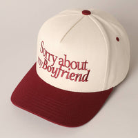 "Sorry About My Boyfriend" Embroidered Baseball Cap - Trendy Women's Statement Hat | Adjustable Trucker Hat