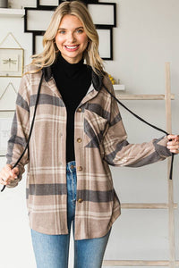 Sutton Plaid Hoodie Shacket – Soft Flannel Button Down with Hood