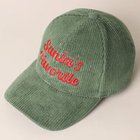 Santa’s Favorite Corduroy Embroidered Hat – Holiday Edition (Green or Pink)