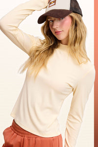 Lennox Ribbed Mock Neck Long Sleeve Top – Fudge, Onyx, Milk, Pebble, Soy Latte