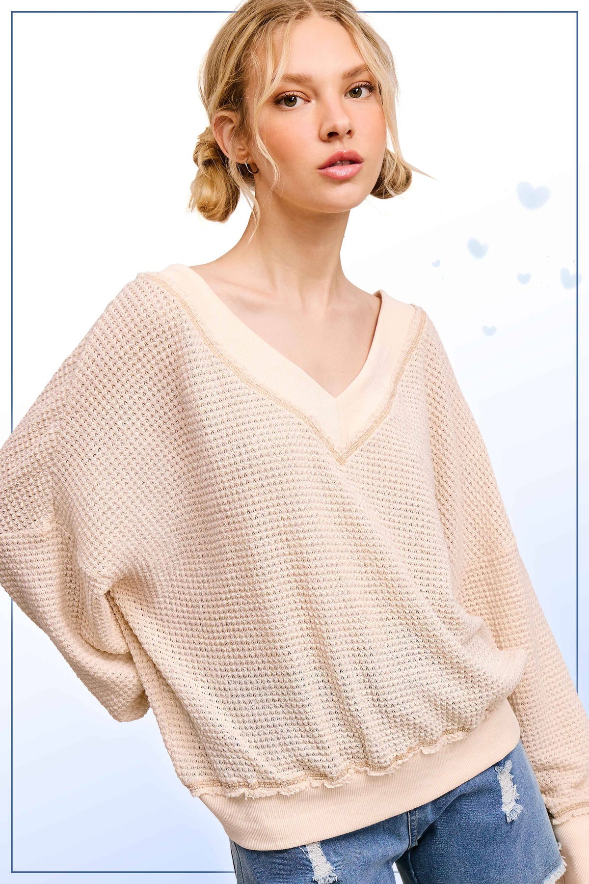 Ember V-Neck Waffle Knit Top – Ash, Charcoal, Soy Latte, Tomato