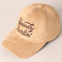 “Howdy Darlin’” Suede Embroidered Baseball Cap – Western Style Adjustable Hat