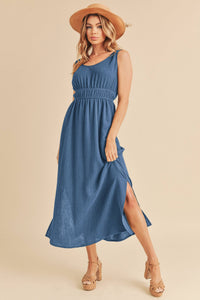 Darci Reversible Cotton Gauze Midi Dress – Sleeveless Summer Dress with Back Cut-Out & Pockets