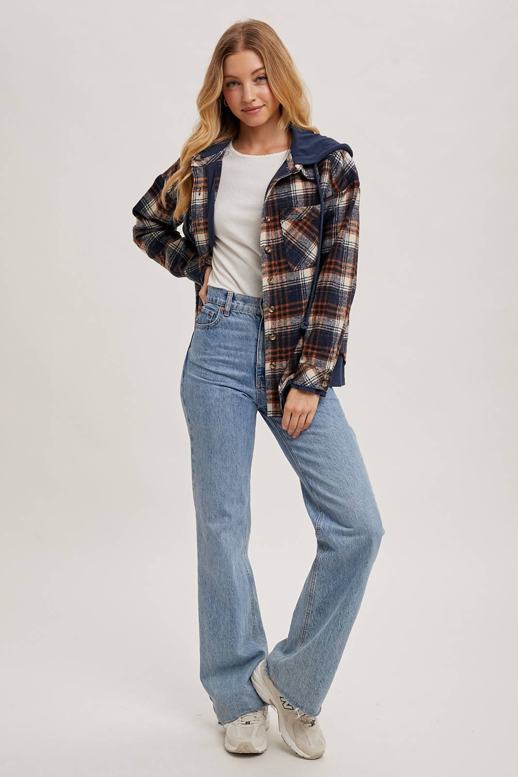 Aspen Hooded Plaid Shacket – Fall  Button-Down Jacket