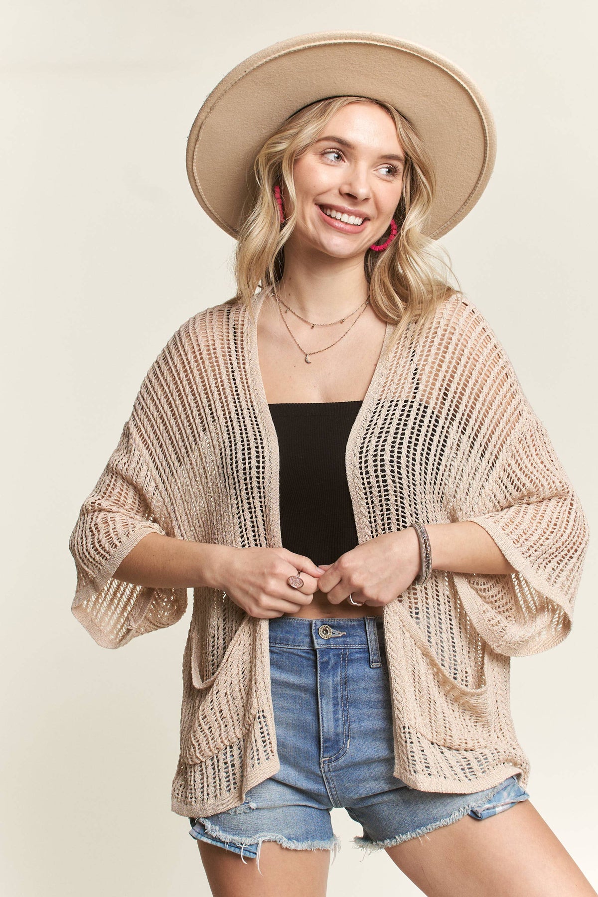 Ina Fishnet Short Sleeve Cardigan