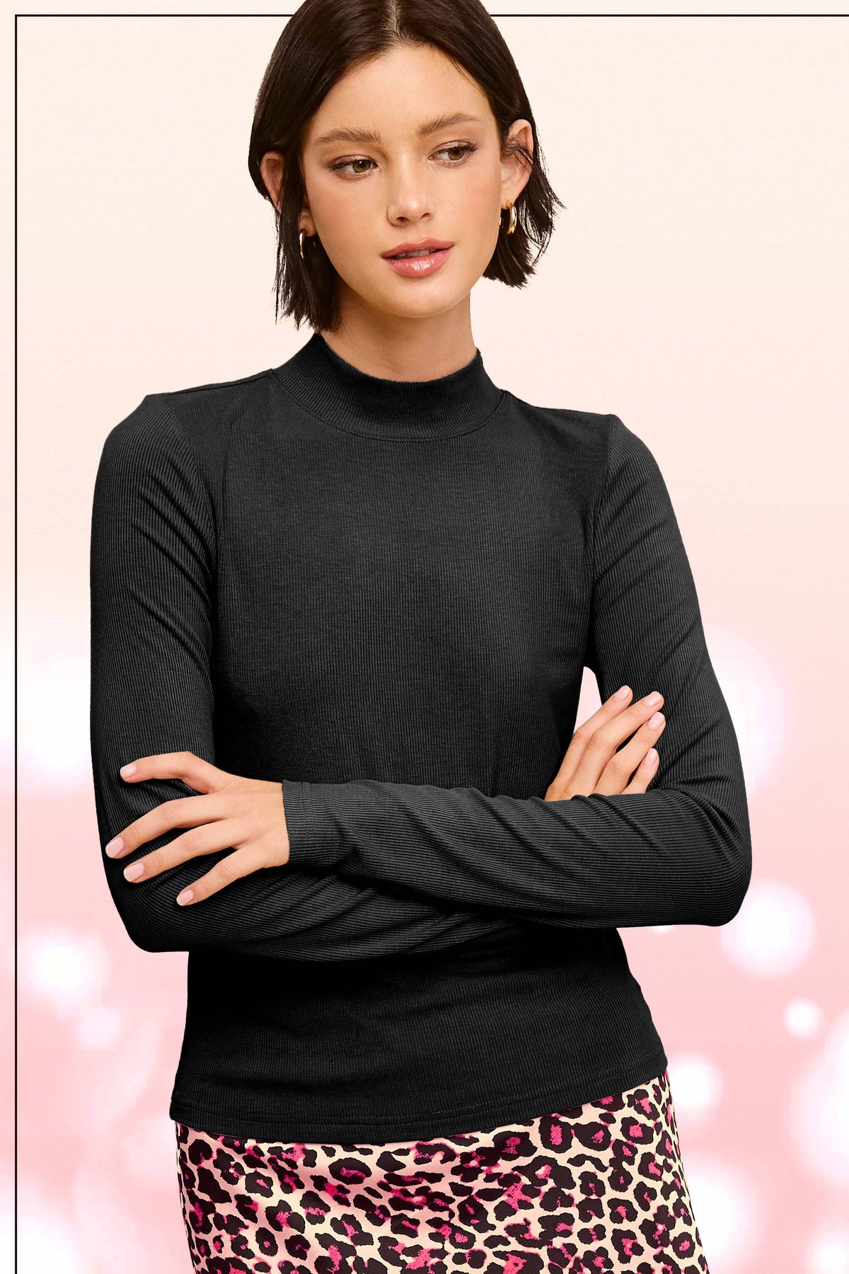 Lennox Ribbed Mock Neck Long Sleeve Top – Fudge, Onyx, Milk, Pebble, Soy Latte