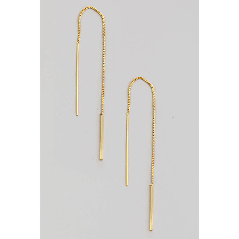 Gold Dipped Bar Threader Earrings: Gold