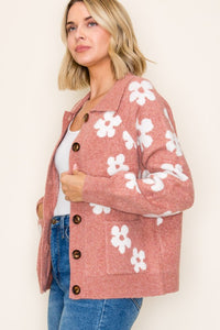 The Maribel Floral Button Front Cardigan – Rust & Ivory