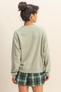 Everly Mineral Wash Crew Neck Sweatshirt – Chestnut, Black, Dark Cherry, Sage