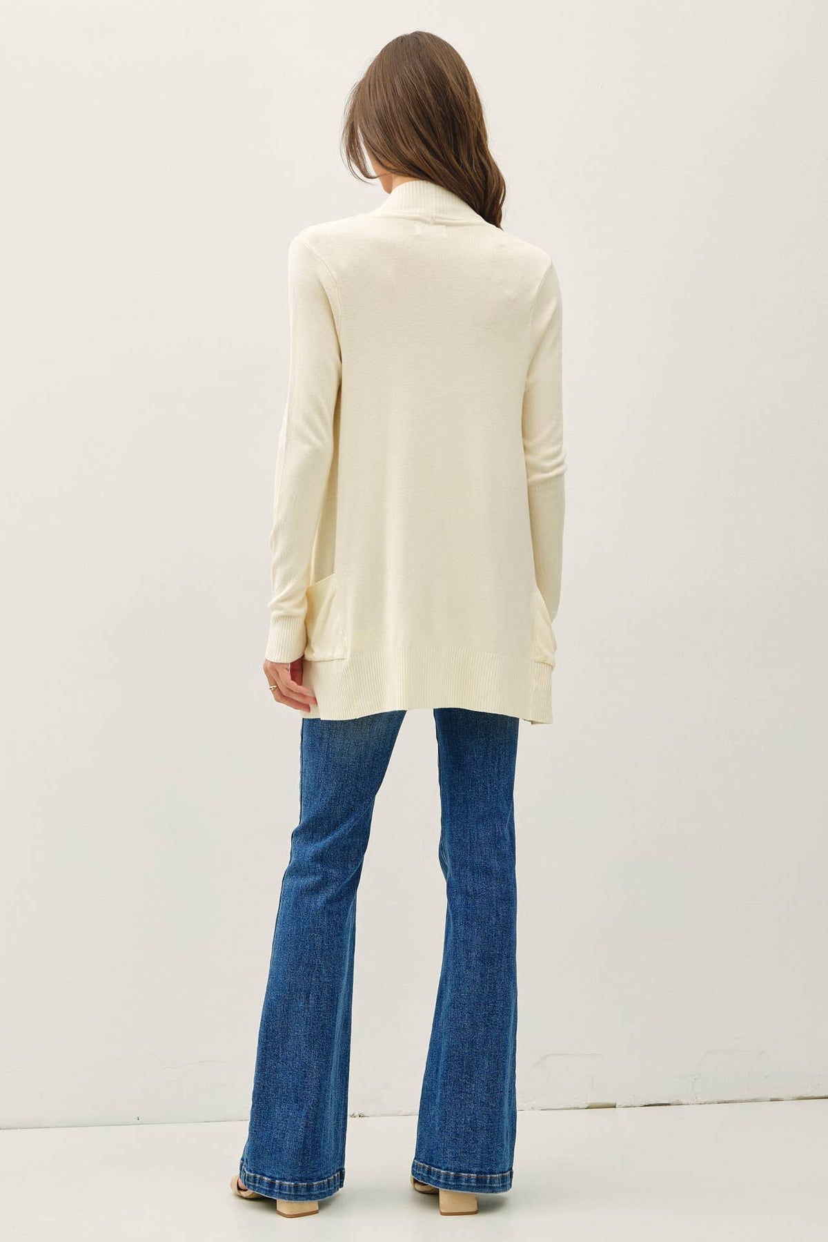 The Tessa Lightweight Open Front Cardigan – Violet, Mocha & Cream