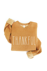 Thankful Graphic Sweatshirt – Autumn Leaf Cozy Fleece Pullover Crewneck for Women
