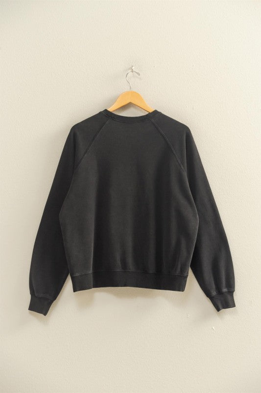 Everly Mineral Wash Crew Neck Sweatshirt – Chestnut, Black, Dark Cherry, Sage